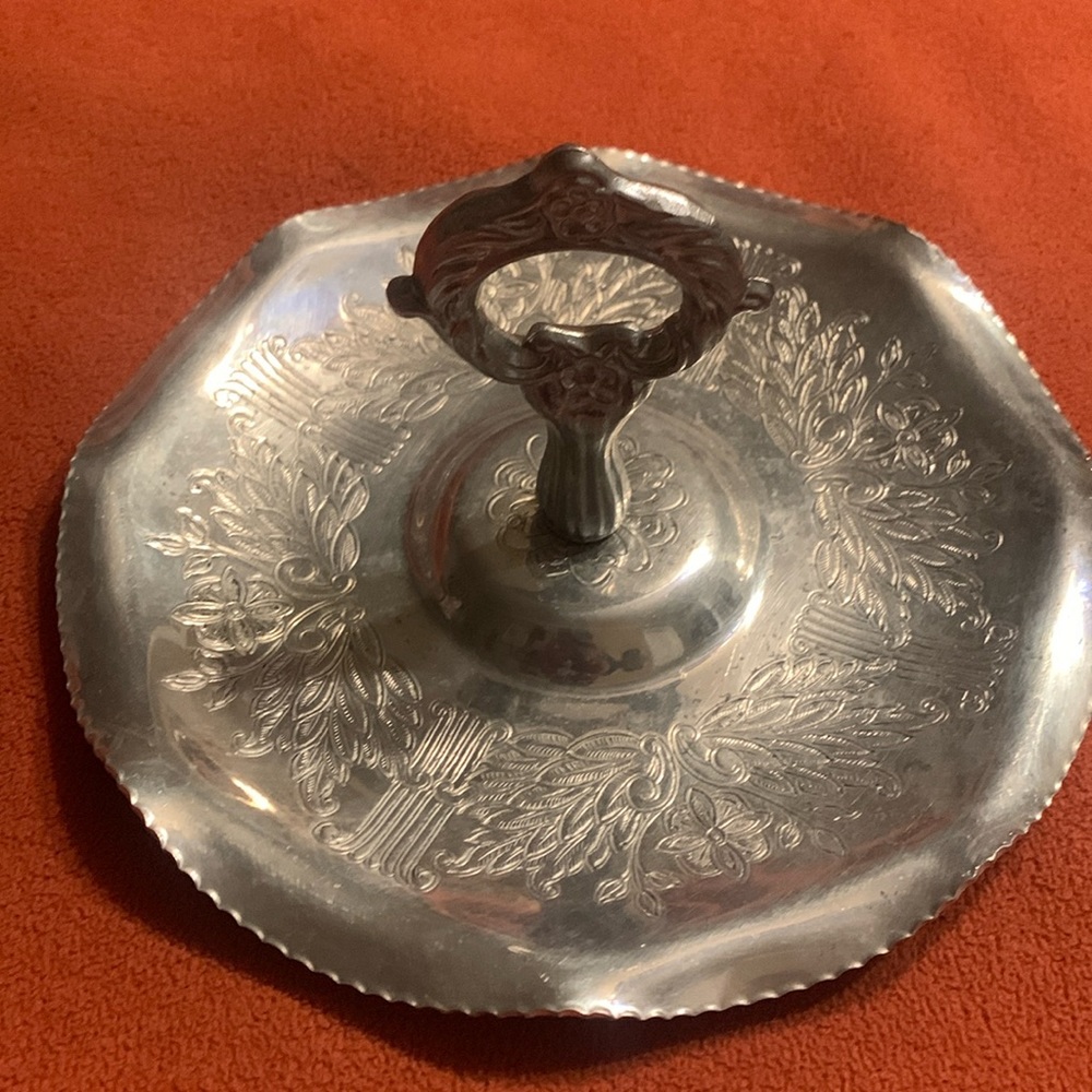 Vintage Aluminum serving  plate 8.5in